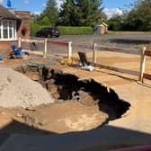 The sinkhole emerged in the middle of road, forcing the A64 to close.