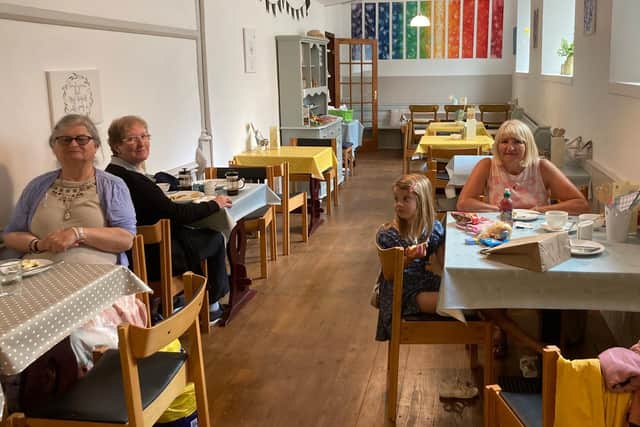 Diners at the Mustard Seed Cafe at Whitby's West Cliff Church.