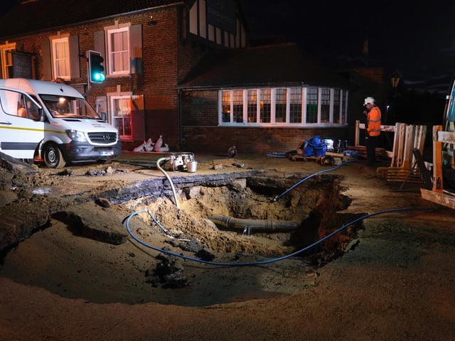 Emergency repairs takes place through the night.