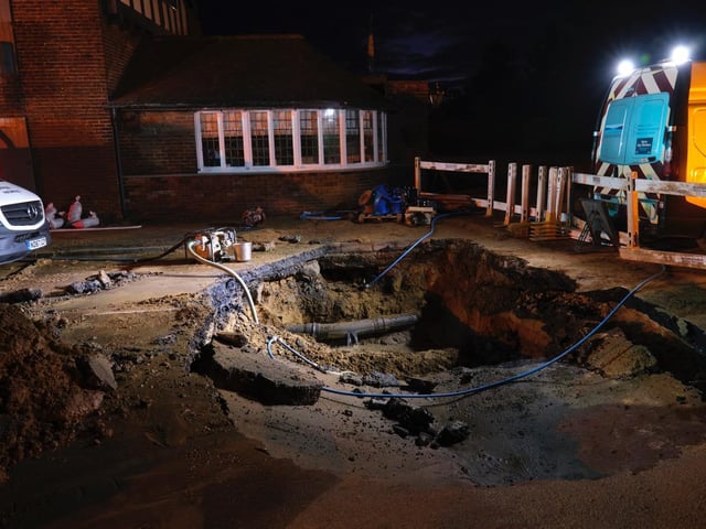 Emergency repairs takes place through the night.