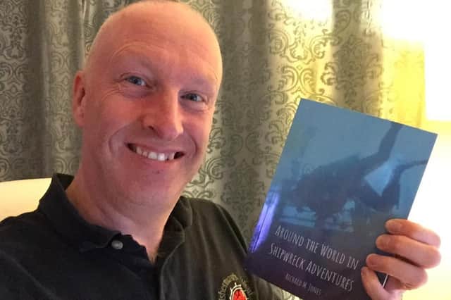Bridlington-based author Richard M Jones with his new publication entitled ‘Around the World in Shipwreck Adventures’ – his 18th book.
