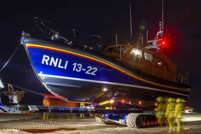The volunteer Bridlington RNLI lifeboat crew was tasked to assist a man who had been taken ill while at sea on a 24-metre vessel, 25 miles north east off Flamborough Head. Photo courtesy of Mike Milner/RNLI
