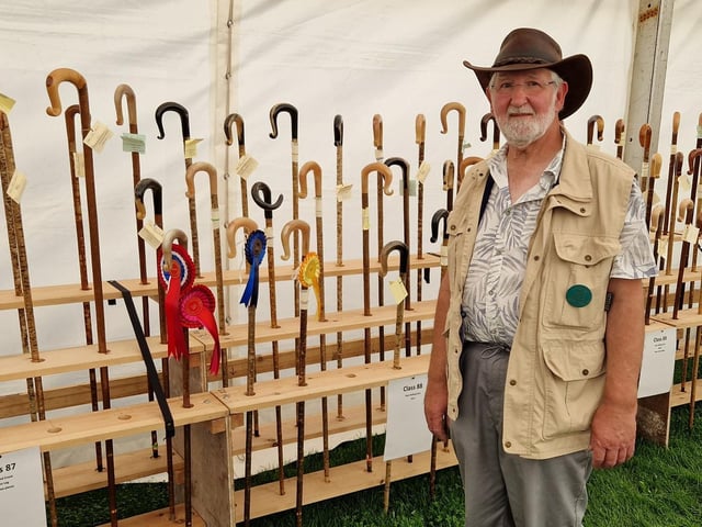 Steward Keith Gardam from Bridlington with some of the shepherd's crooks