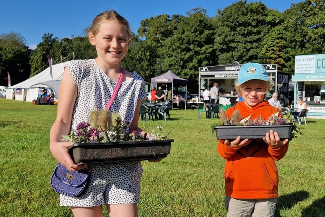 Georgina and Robbie from Thornton-le-Dale with their miniature garden entries