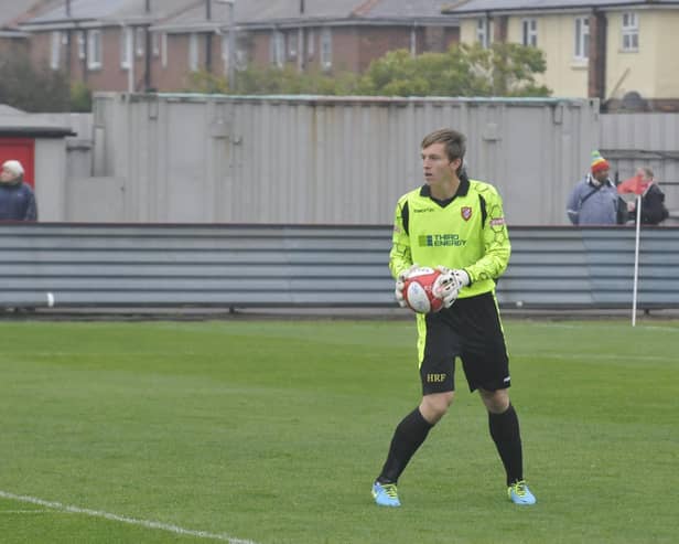 Joe Cracknell makes his debut as a youngster for Boro on loan from Hull in 2014 at Queensgate