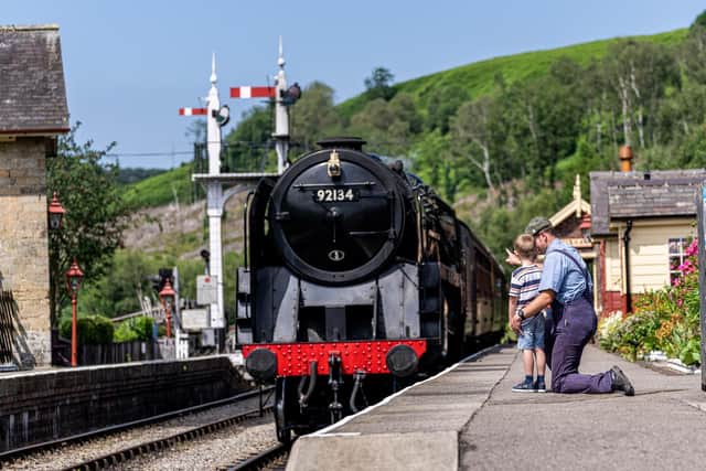 Father and son enjoy the North Yorkshire Moors Railway.
picture: Charlotte Graham