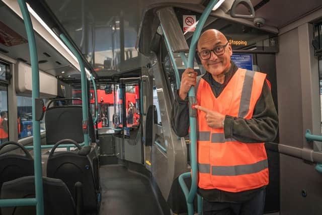 Gregg Wallace saw how London's iconic red double-decker buses are built in Scarborough. (Photo: BBC/Voltage TV)