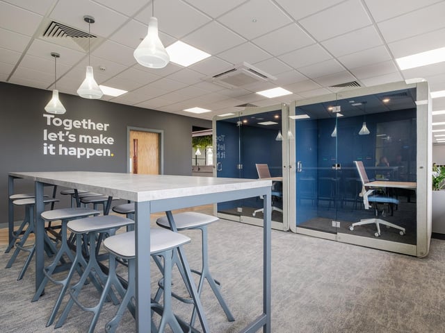 Part of the transformation includes single-use work pods and collaboration spaces.
