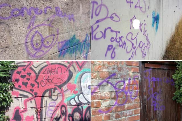 Examples of graffiti that has been found in Kirkbymoorside.