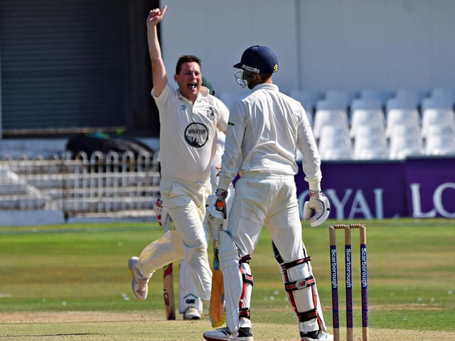 Scarborough swing bowler Guy Emmett makes an early breakthrough
