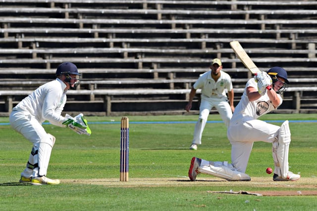 Young Scarborough all-rounder Hayden Williamson tries to hit out