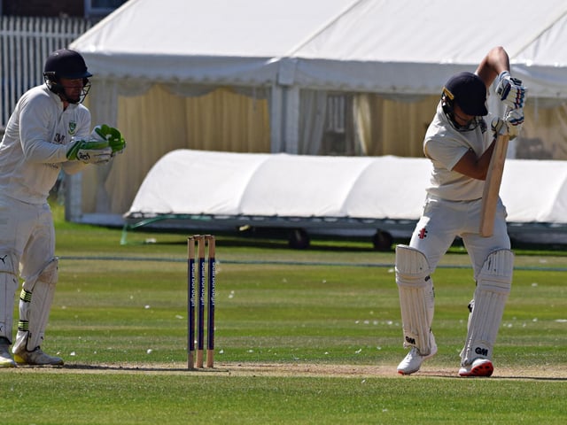 Scarborough CC's Ed Hopper plays a straight bat