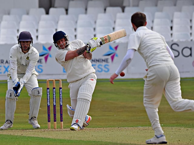 Scarborough batter Adam Newington hits out