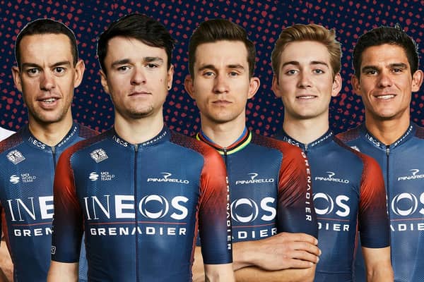 he INEOS Grenadiers line-up (left to right): Richie Porte; Tom Pidcock; Michal Kwiatkowski; Magnus Sheffield; Andrey Amador.
