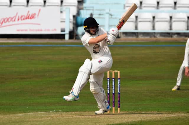 Duncan Brown on his way to a superb 84 in Scarborough's defeat at homoe to York CC

Photo by Simon Dobson