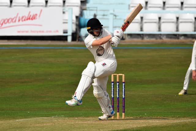 Duncan Brown on his way to a superb 84 in Scarborough's defeat at homoe to York CC
Photo by Simon Dobson