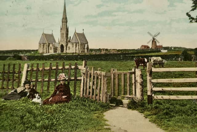 The historic chapel is the focus of this week’s vintage postcard, seen here during the Edwardian era (note the ladies in formal attire posing for the camera).  Postcard courtesy of Aled Jones.