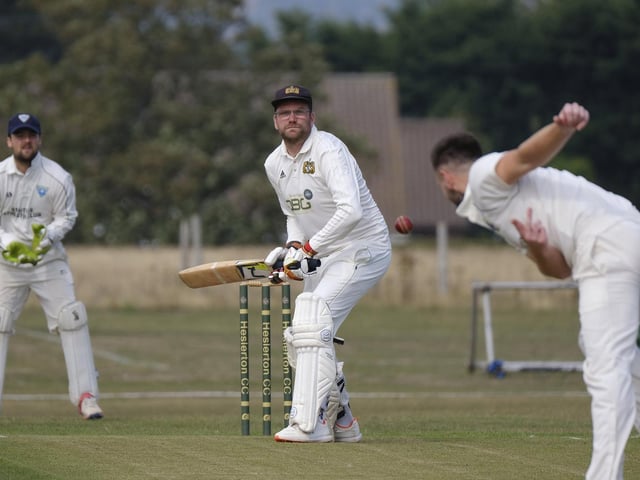 Andrew Slaughter in batting action for Heslerton
