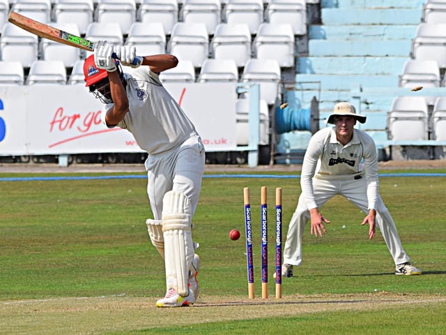 Scarborough's Zain Maqsood is clean-bowled