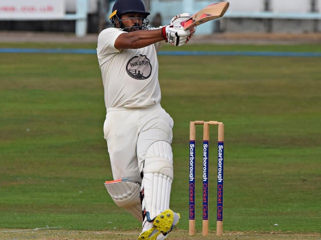 Scarborough batter Prince Bedi goes for the hook shot