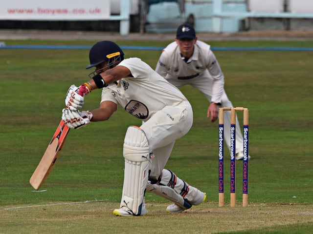 Scarborough's Prince Bedi plays a cover drive