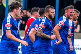 Marcus Giles, centre, has left Whitby Town to join Bishop Auckland