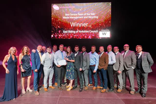 Members of East Riding of Yorkshire Council’s waste and recycling team and other teams collect the award. Photo submitted