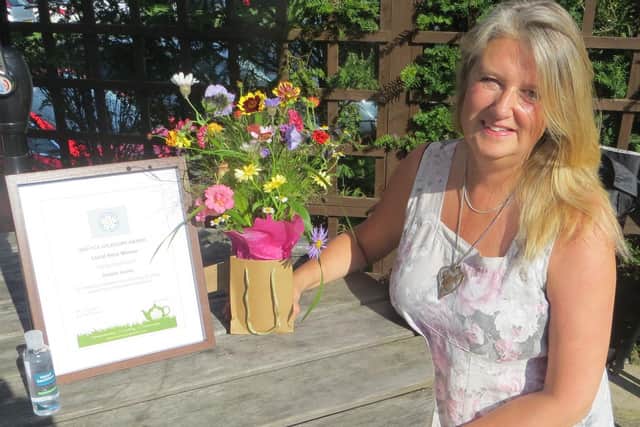 Debbie Swales receiving an award from Yorkshire Countrywomen's Association in 2020.
