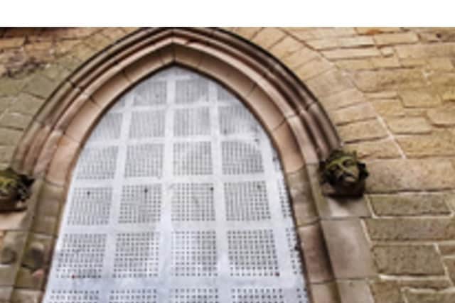 The ornamental heads have gone missing from Dean Road Chapel in Scarborough. Photos by Coast and Vale Community Action