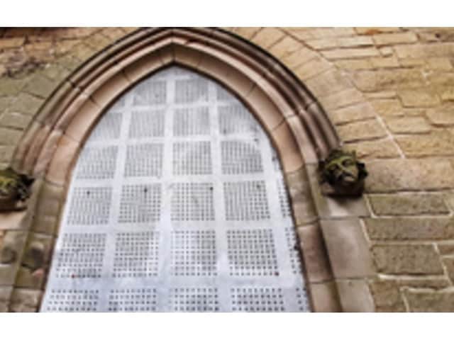 The ornamental heads have gone missing from Dean Road Chapel in Scarborough. Photos by Coast and Vale Community Action