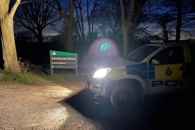 Task force police officers attend a site of possible night hawking.