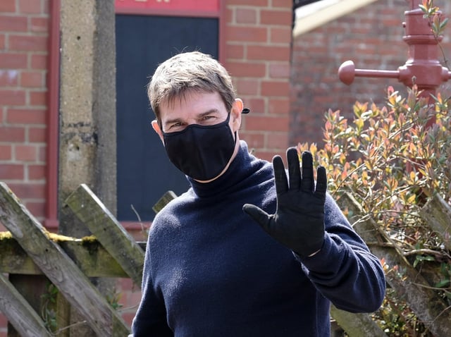 Tom Cruise pausing for reporters in Levisham - Photo: Richard Ponter