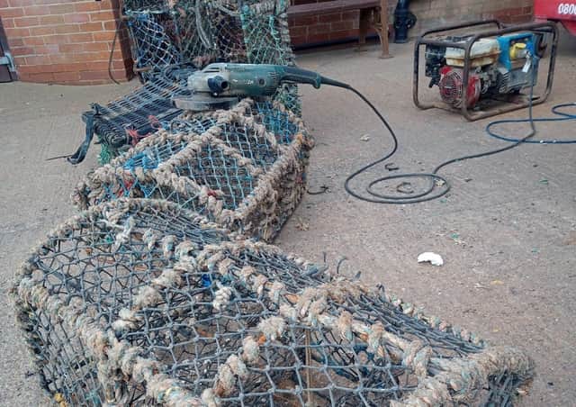 The recycled lobster pots make great centrepieces in gardens.