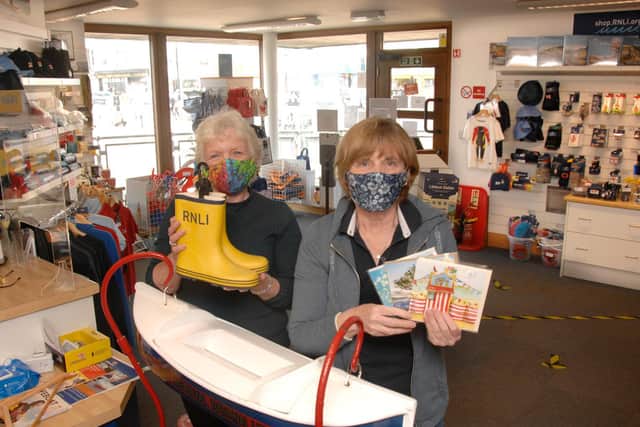 Lifeboat shop volunteers, Angela Bamford (left) and Hazel Kynaston.