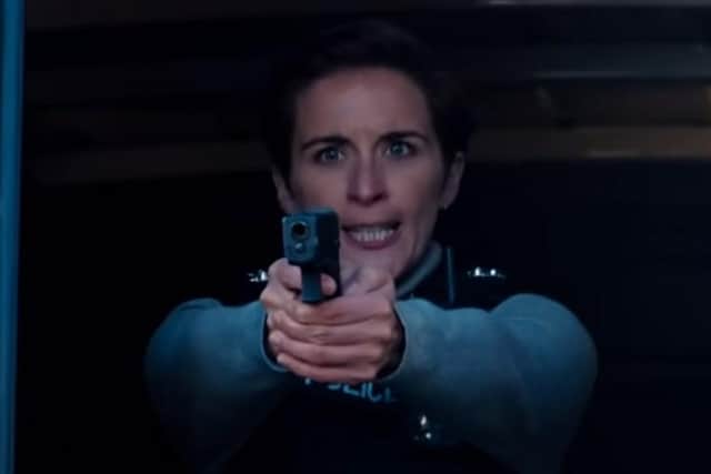 Ted Hastings (Adrian Dunbar), Steve Arnott (Martin Compston) and Kate Flemming (Vicky McClure) all star in the action-packed clip. (BBC)