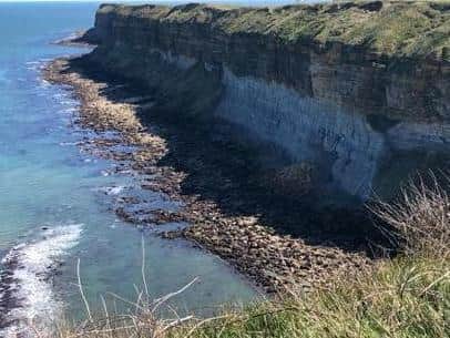 The cliff face Frank fell down.
