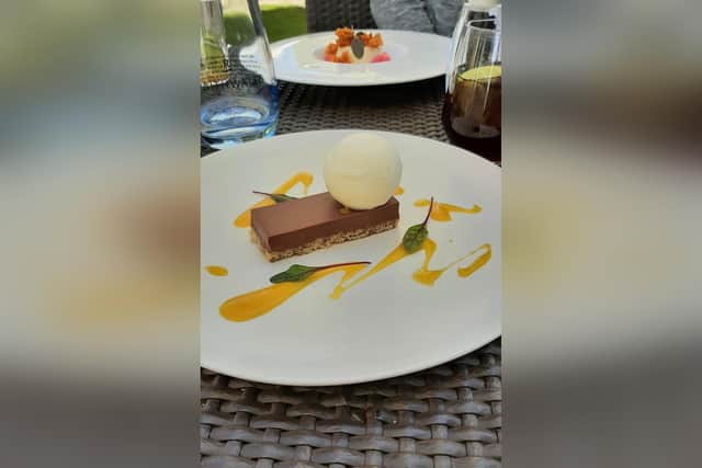Chocolate delice for dessert.