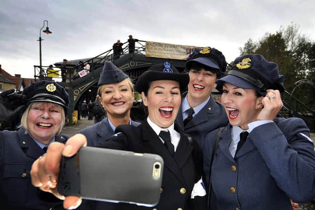 Wartime selfies at a previous Wartime Weekend event on the North Yorkshire Moors Railway.