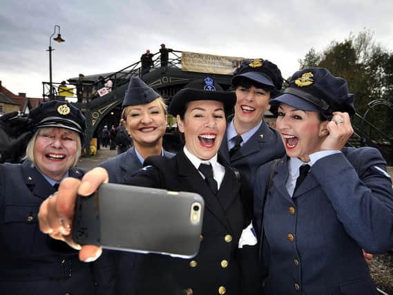 Wartime selfies at a previous Wartime Weekend event on the North Yorkshire Moors Railway.