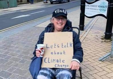 Campaigner Mary Elliott, who runs Planetwise (the Vegan shop in town).