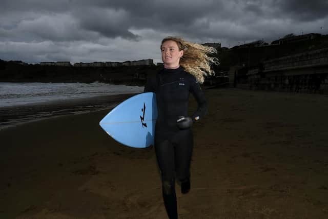 Scarborough surfer Ruby Wyborn is launching more surfing lessons for women to break down barriers and encourage sporting endeavours. Image by Richard Ponter