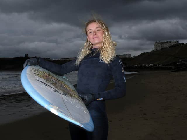 Scarborough surfer Ruby Wyborn is launching more surfing lessons for women to break down barriers and encourage sporting endeavours. Image by Richard Ponter