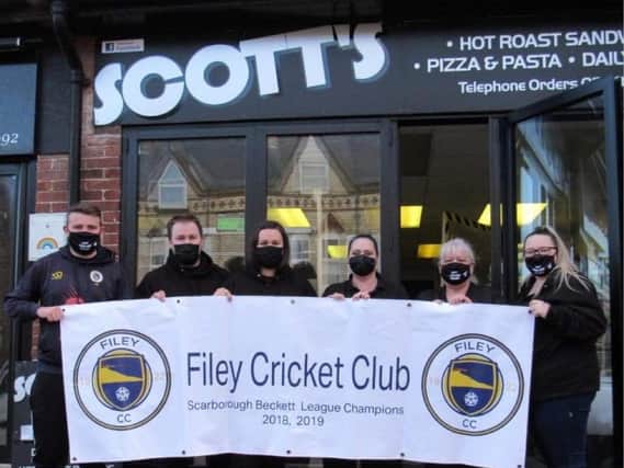 The team from Scott's Hot Roast in Filey who have raised nearly £2,000 in memory of Scott Pearce.