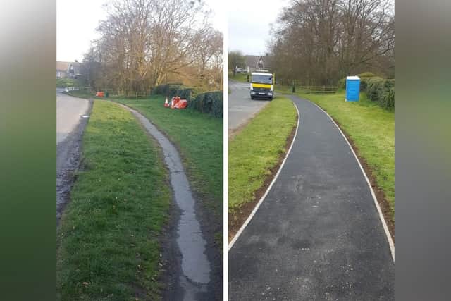 Before the footpath repairs... and after.