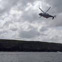 The search and rescue helicopter out during a search earlier today. (Photo: Scarborough RNLI)