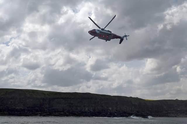 The search and rescue helicopter out during a search earlier today. (Photo: Scarborough RNLI)