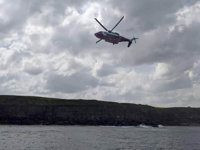The search and rescue helicopter out during a search earlier today. (Photo: Scarborough RNLI)