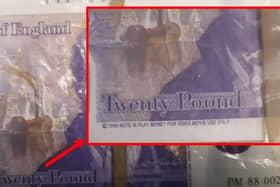 An example of the fake banknotes seized by police.