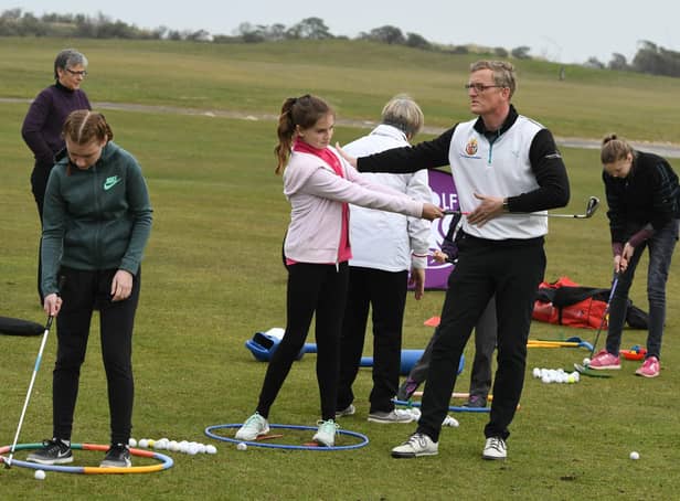 Coaching takes place a Girls Golf Rocks event at Seaton Carew Golf Club in 2017.