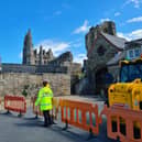 Barriers bar the entrance to the Abbey